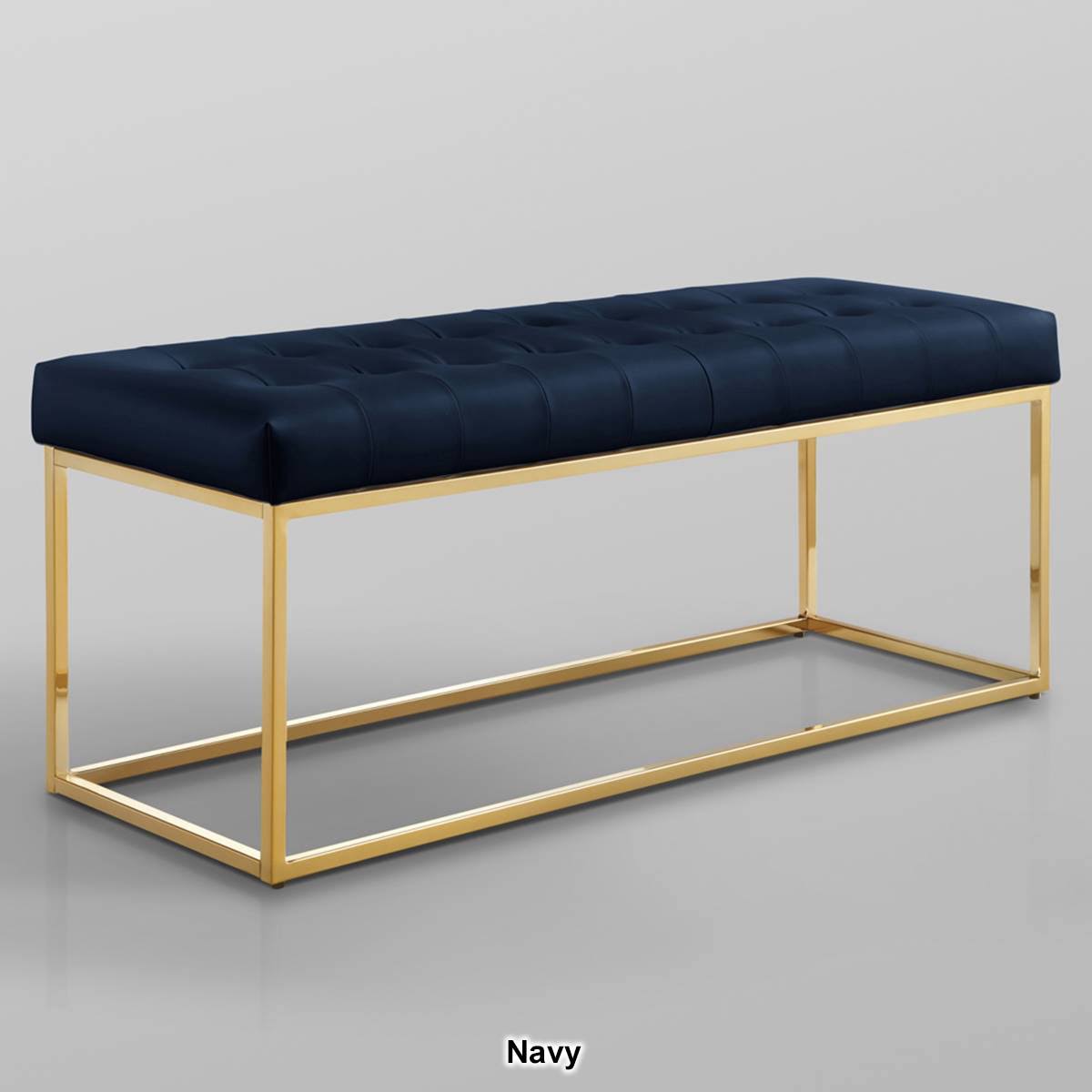 Camel Brown Gold PU Leather Tufted Bench H10469