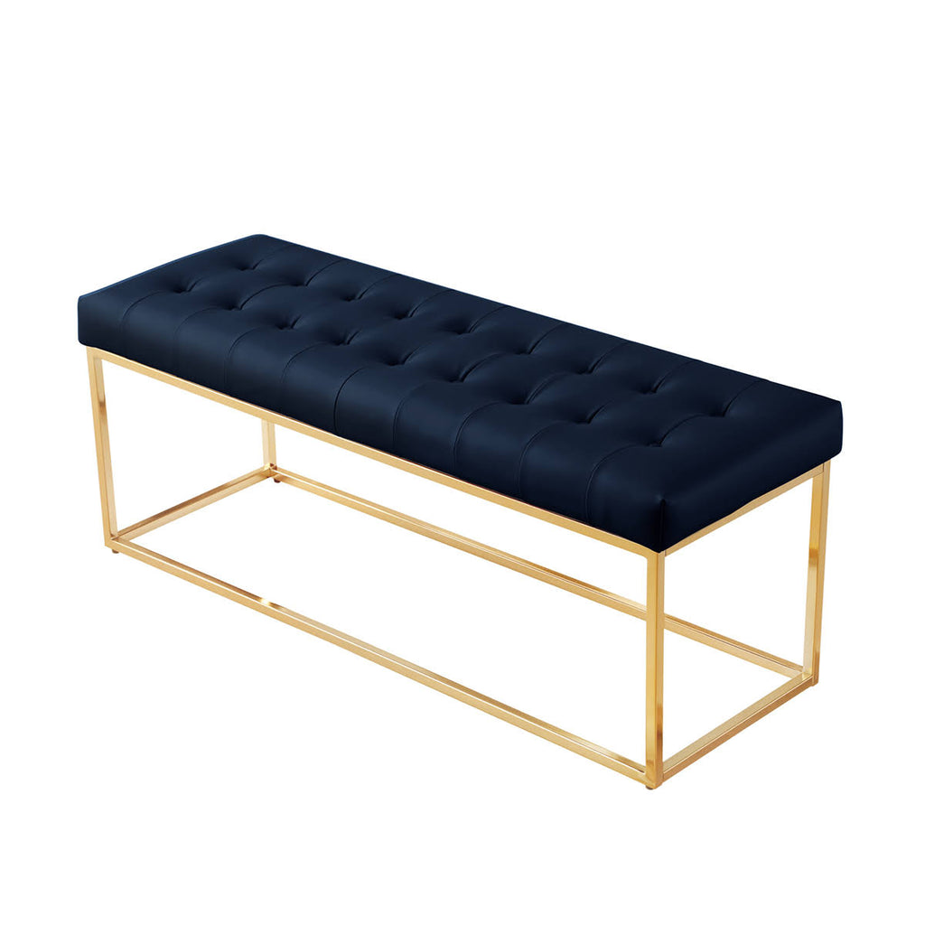 Camel Brown Gold PU Leather Tufted Bench H10469