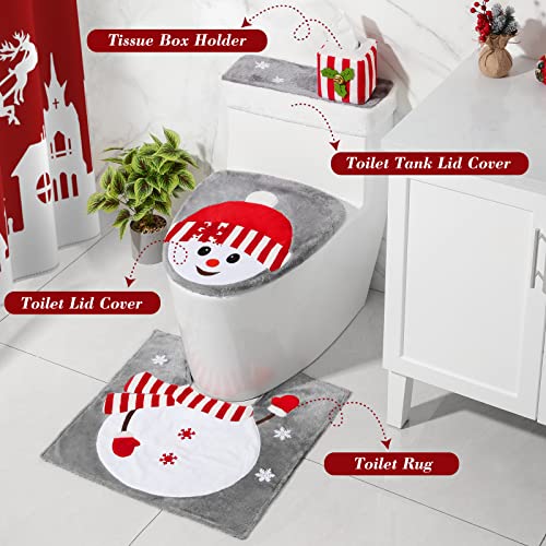 Christmas Toilet Seat Cover and Rug Set of 4 J9876