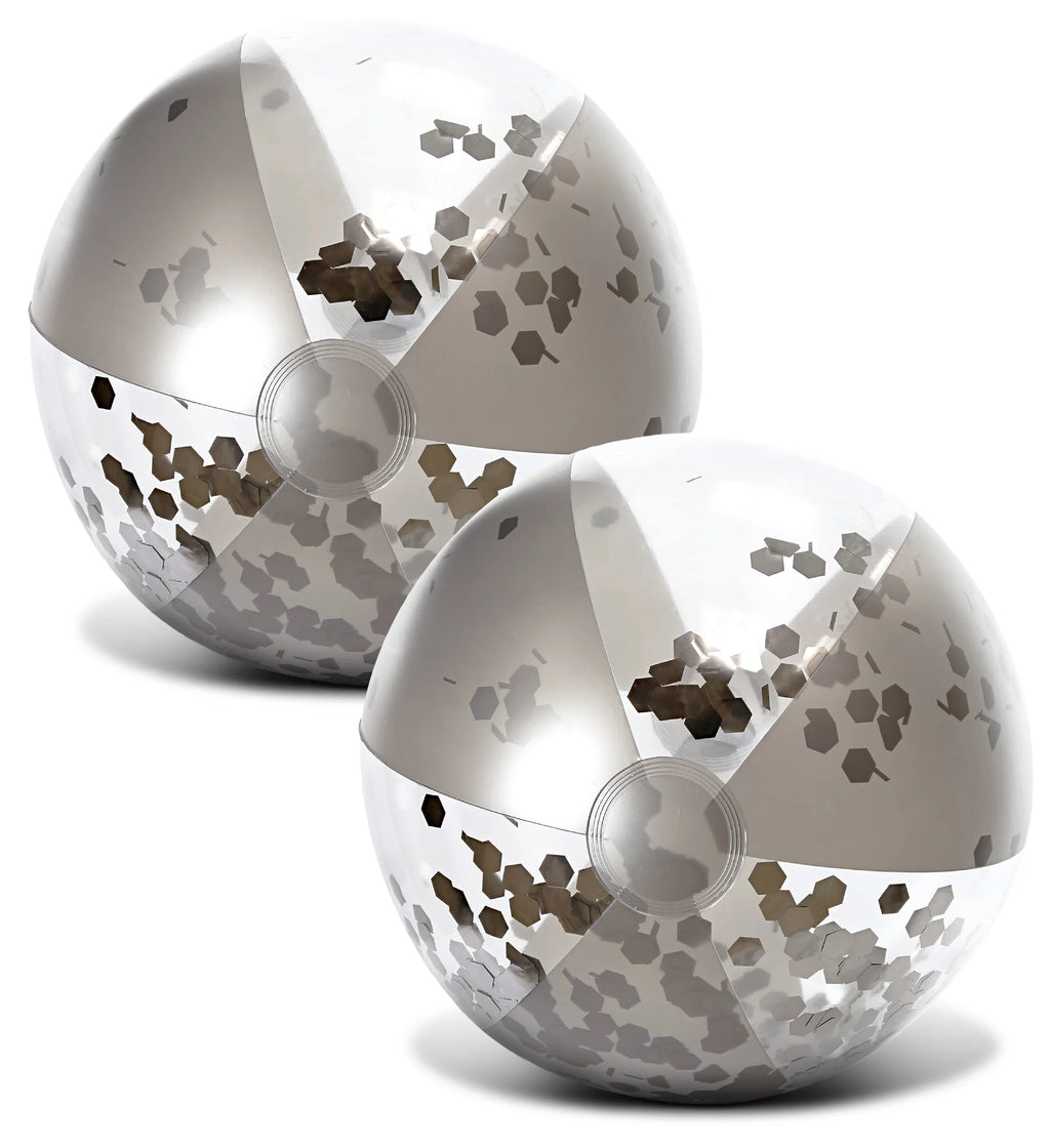 Silver & Gold Inflatable Beach Balls Set of 4, 16 Inch L4628