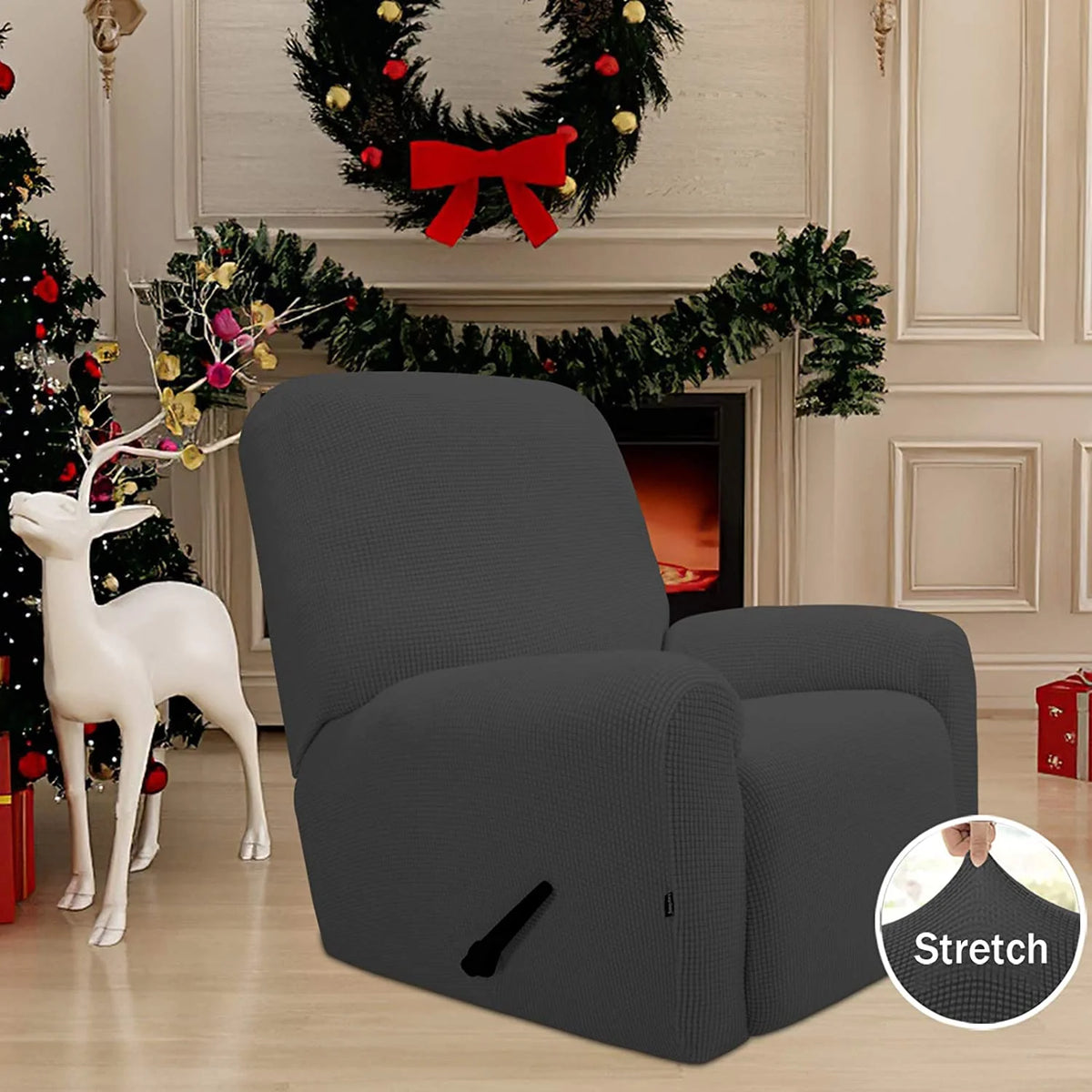 Jacquard Stretch Sofa Slipcover Dark Gray O551