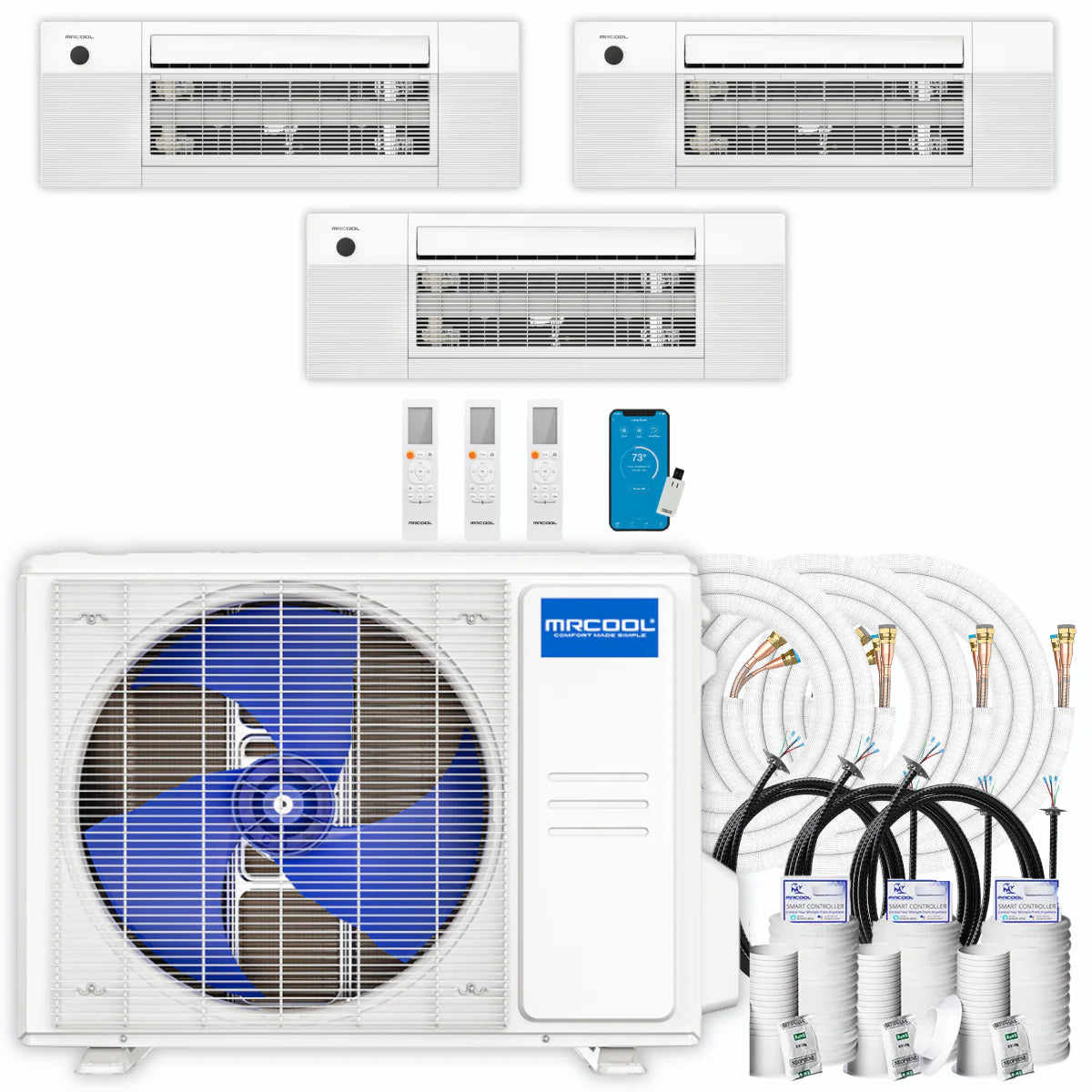 30,000 BTU 3 Zone Ceiling Cassette Ductless Air Conditioner and Heat Pump D2532