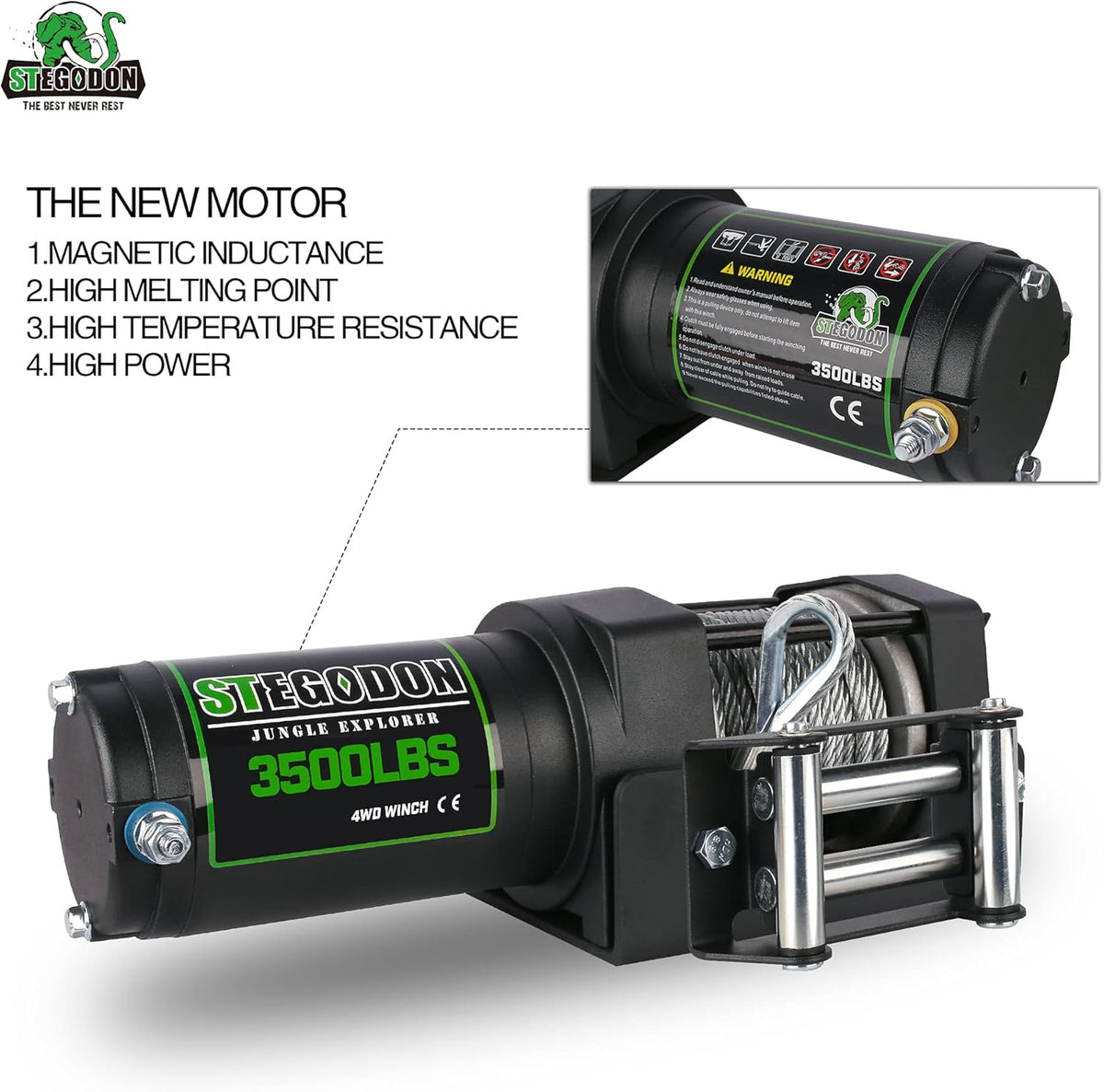 3500 lb. Load Capacity 12V Electric Winch with Wireless Remote, Waterproof IP67, Matte Black, Pack of 2 X184