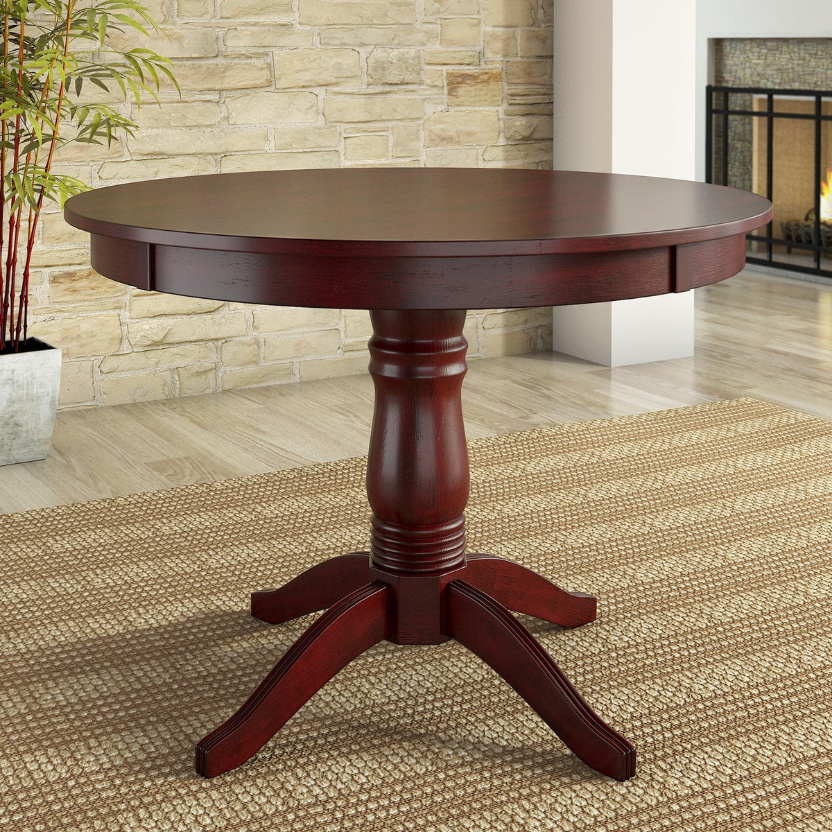 42" Round Wood Pedestal Base Dining Table Q1045