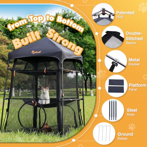 Extra Large 3-Tier Foldable Outdoor Cat Enclosure with Carry Bag O1148
