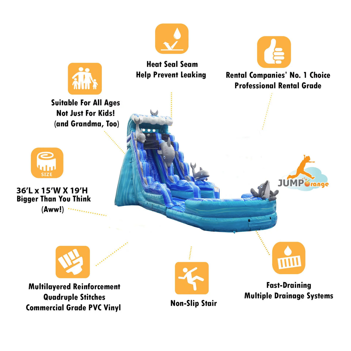 Commercial Grade Inflatable Water Slide with Detachable Pool F732