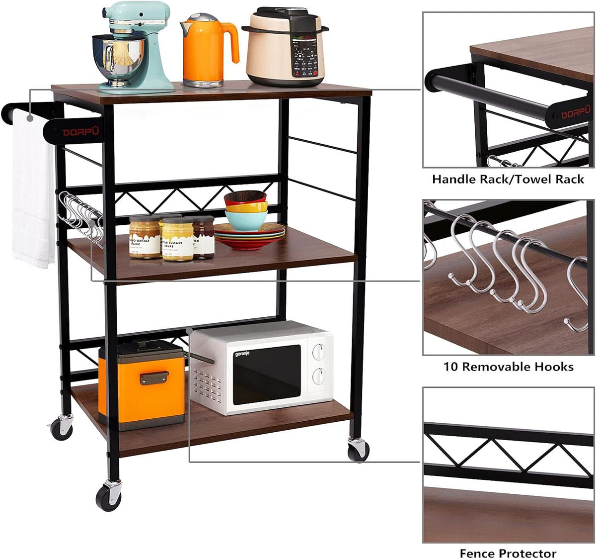 3-Tier Kitchen Cart with Wheels O369608