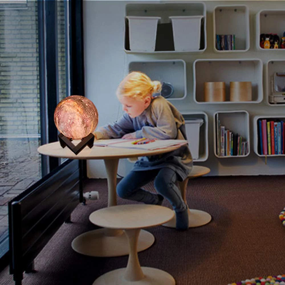 3D Printing Moon Lamp 16 Color Change Touch Remote Control Night Light C7183
