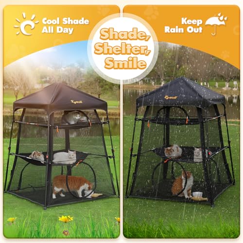 Extra Large 3-Tier Foldable Outdoor Cat Enclosure with Carry Bag O1148