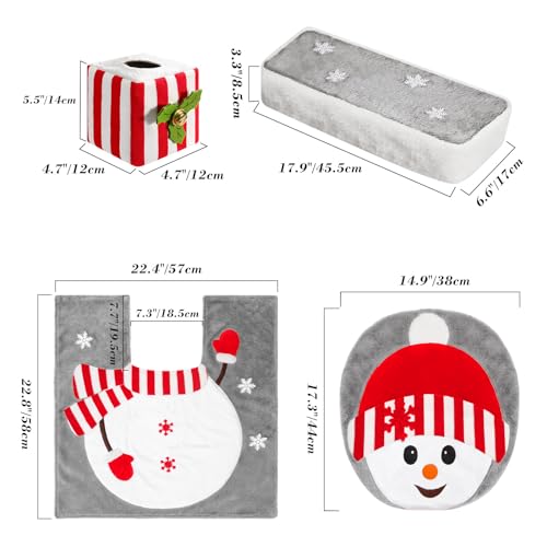Christmas Toilet Seat Cover and Rug Set of 4 J9876