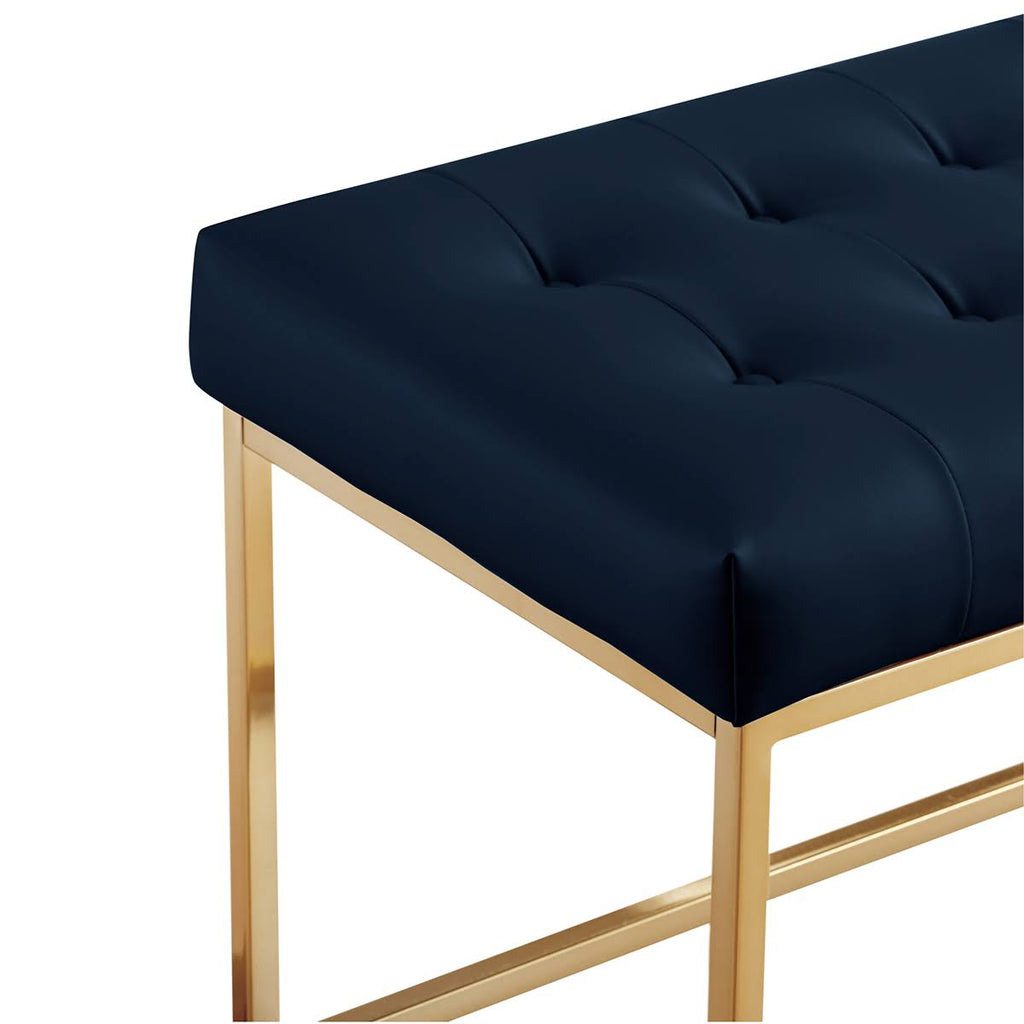 Camel Brown Gold PU Leather Tufted Bench H10469