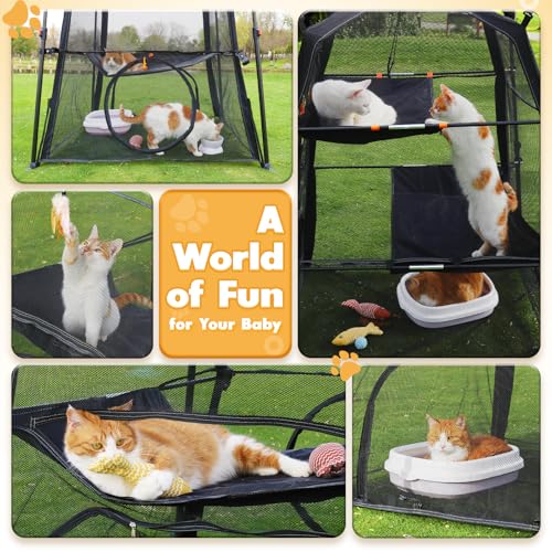 Extra Large 3-Tier Foldable Outdoor Cat Enclosure with Carry Bag O1148