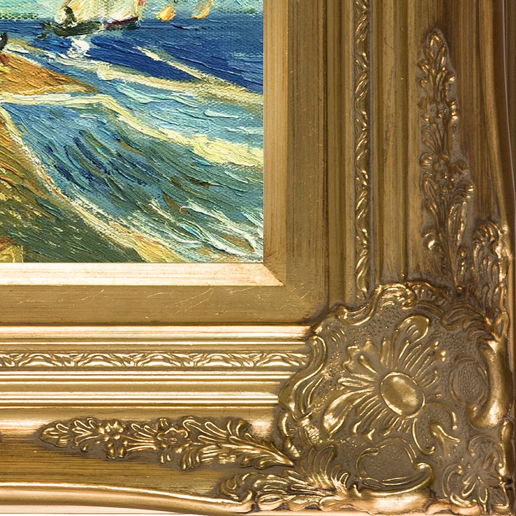 Fishing Boats on The Beach at Saintes-Maries with Victorian Gold Frame T152330