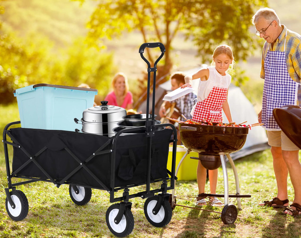 Collapsible Folding Wagon with All-Terrain Wheels Black V728