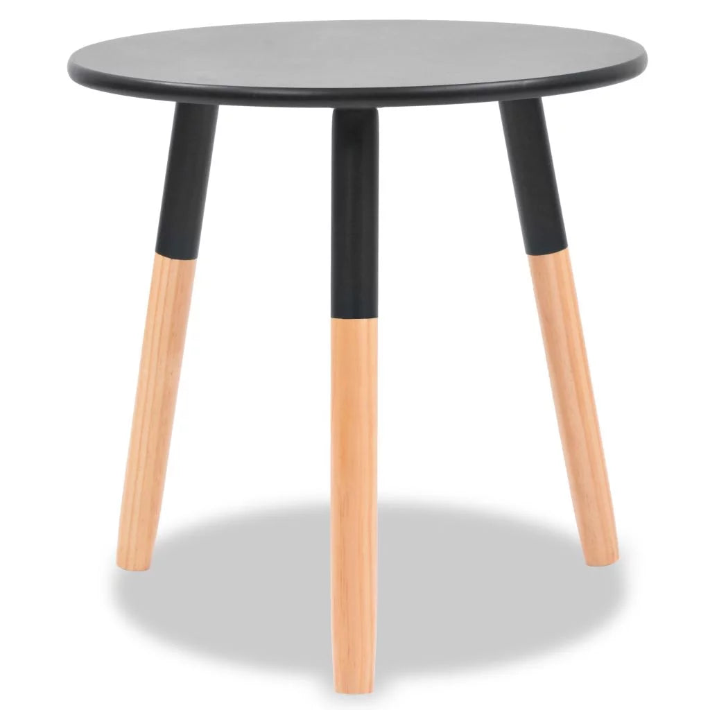 Black Solid Pinewood Side Table Set 2 Pieces W56372