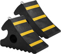 2 Pack Rubber Wheel Chocks with Metal Handle, 11.2 x 7.6 x 6" E573