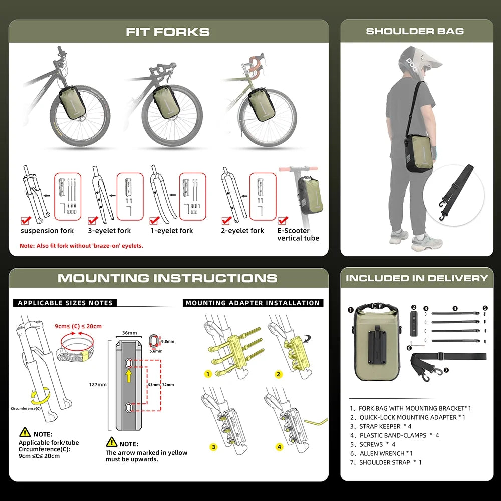 Quick Release Waterproof Bike Front Bag B609
