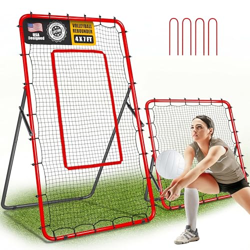 2-in-1 Volleyball Rebounder Net System, Adjustable 7x4 ft to 4x4.5 ft P4470
