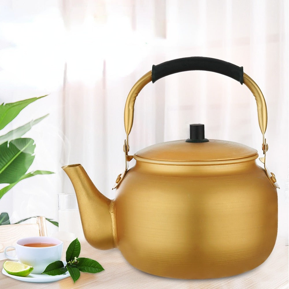 Gold Aluminum Portable Coffee Pot Teapot Q748823