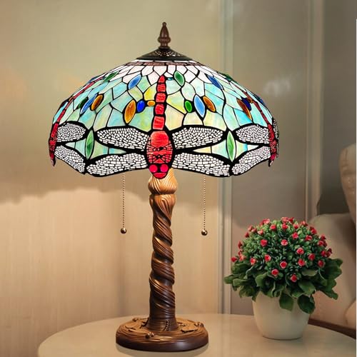 Tiffany Stained Glass Table Lamp 2-Light 16x16x24 Inches X477