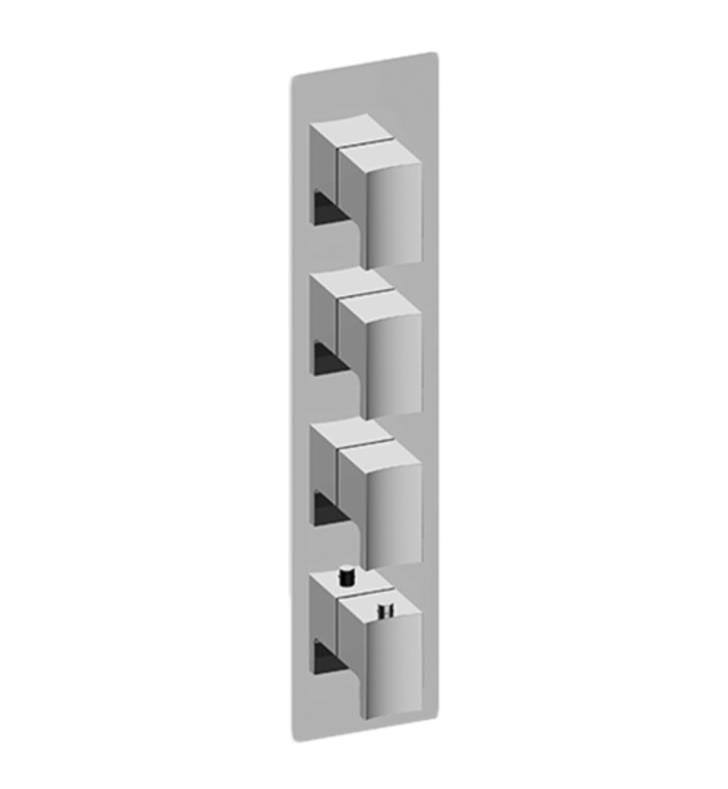 4x22 Four Hole Vertical Thermostatic Valve Square Trim Plate with Lever Handle in Polished Chrome H561826