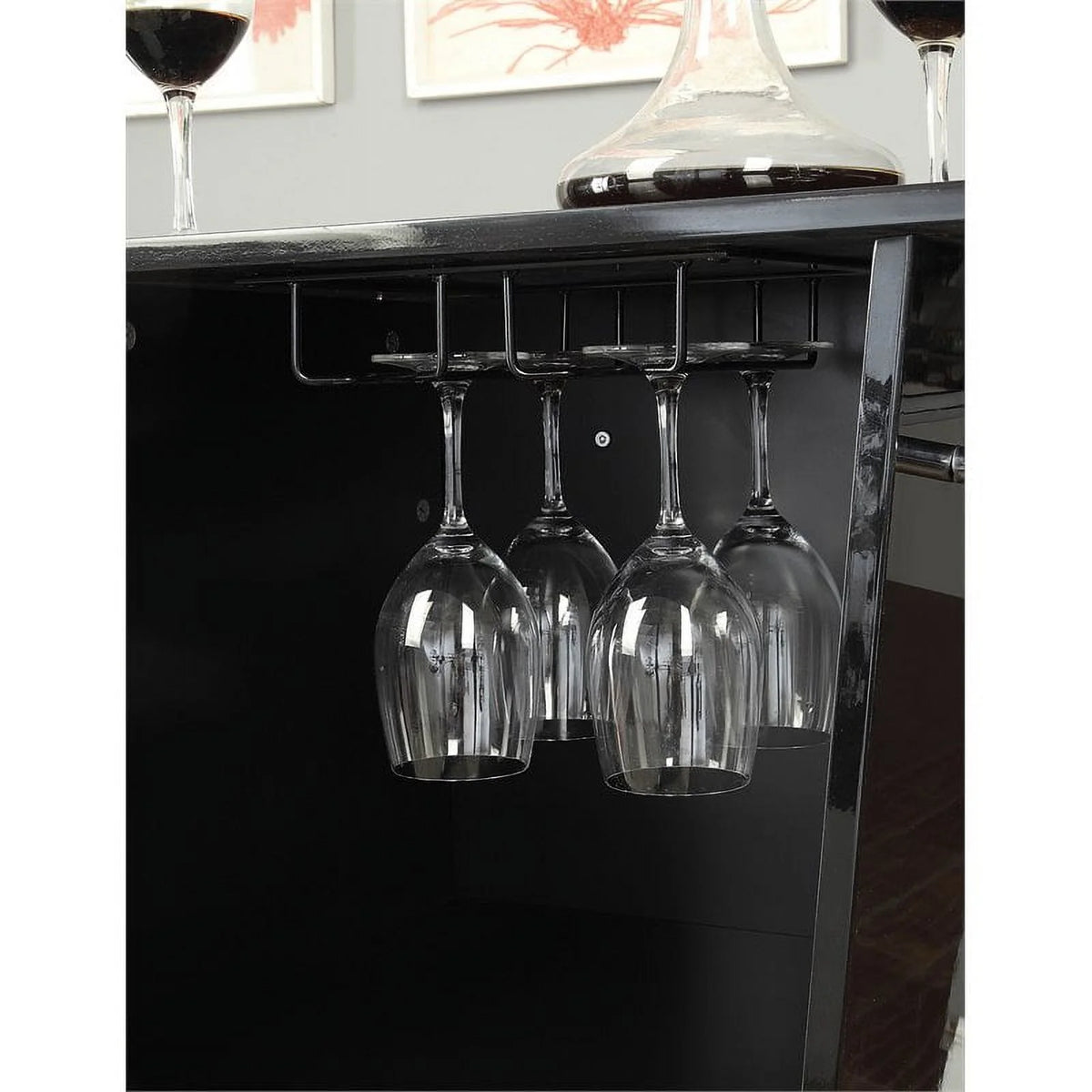 Black Faux Leather Tufted Bar Table E85467