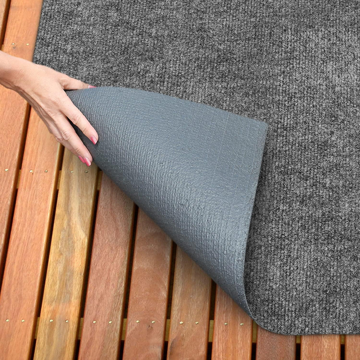 Gray 6 Feet x 30 Feet Indoor Outdoor Carpet with Rubber Backing W584480
