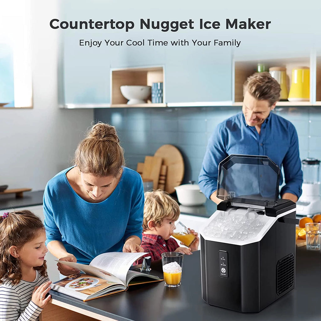 Nugget Ice Maker Countertop with Soft Chewable Pellet Ice, 34lbs/24H, Self-Cleaning, Black Z724