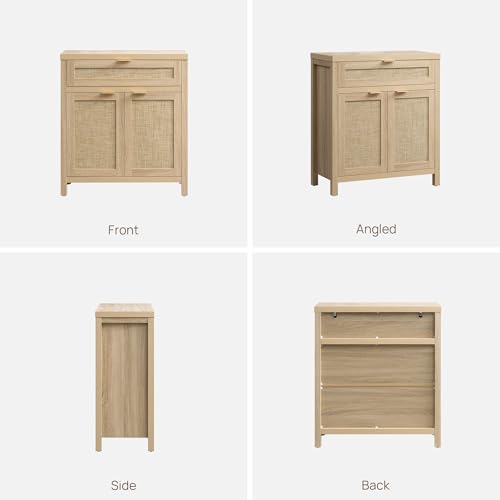 Rattan Storage Cabinet Set of 2 with Doors and Drawer Q6244