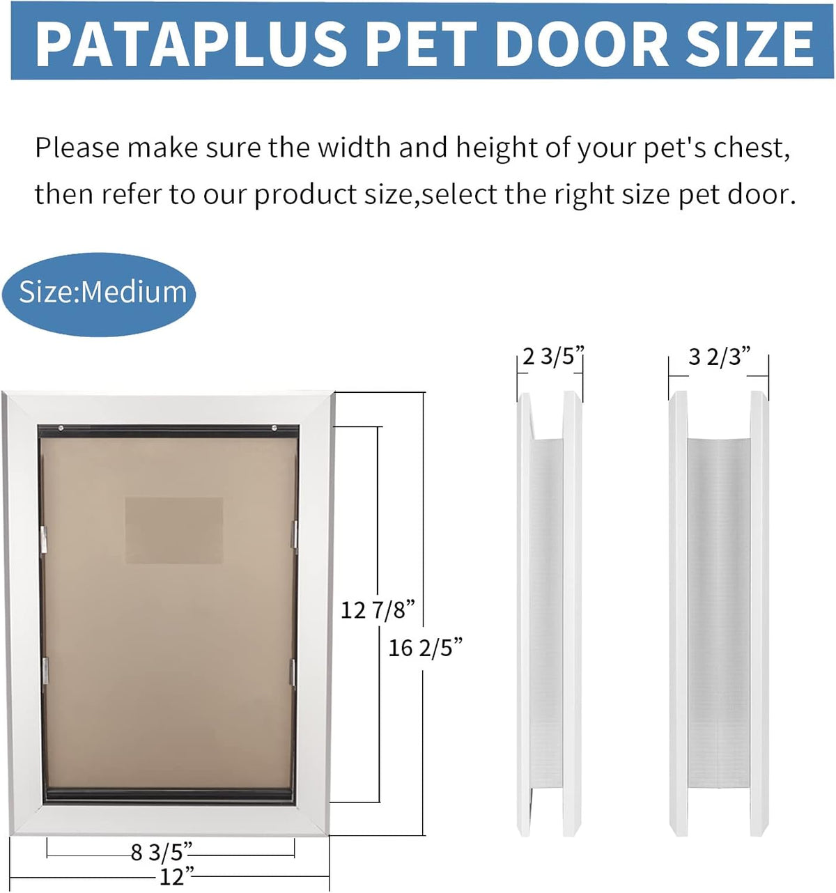 Dog Door with Slide-in Lock Panel and Magnetic Double Flaps, Aluminum Frame Pet Door (Medium) B887566