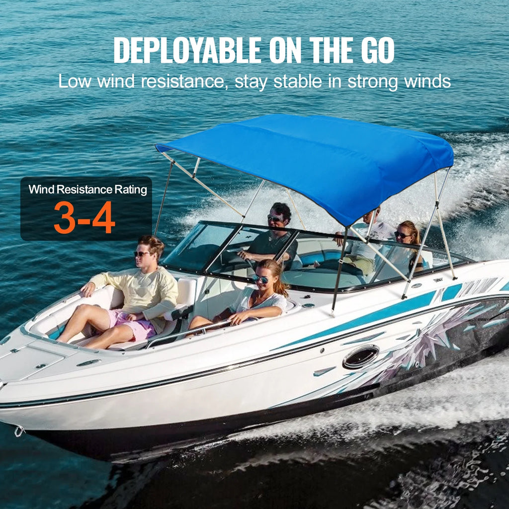 4 Bow Bimini Top Boat Cover 900D Polyester Aluminum Frame 91"-96" W K403