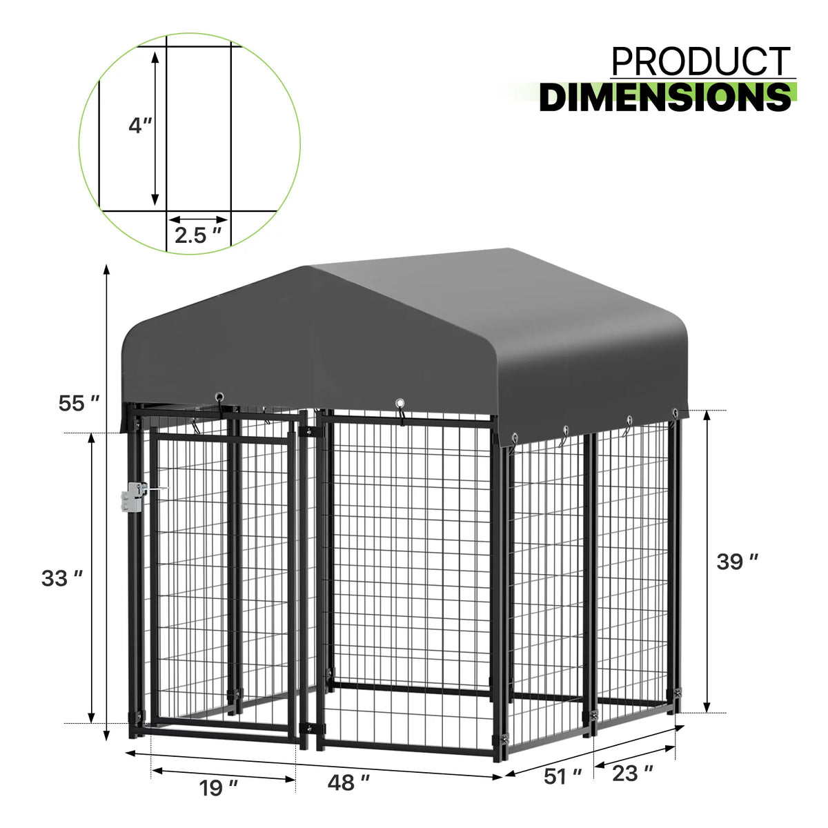 4ft x 4.25ft x 4.5ft 8 Panels Dog Kennel L606639