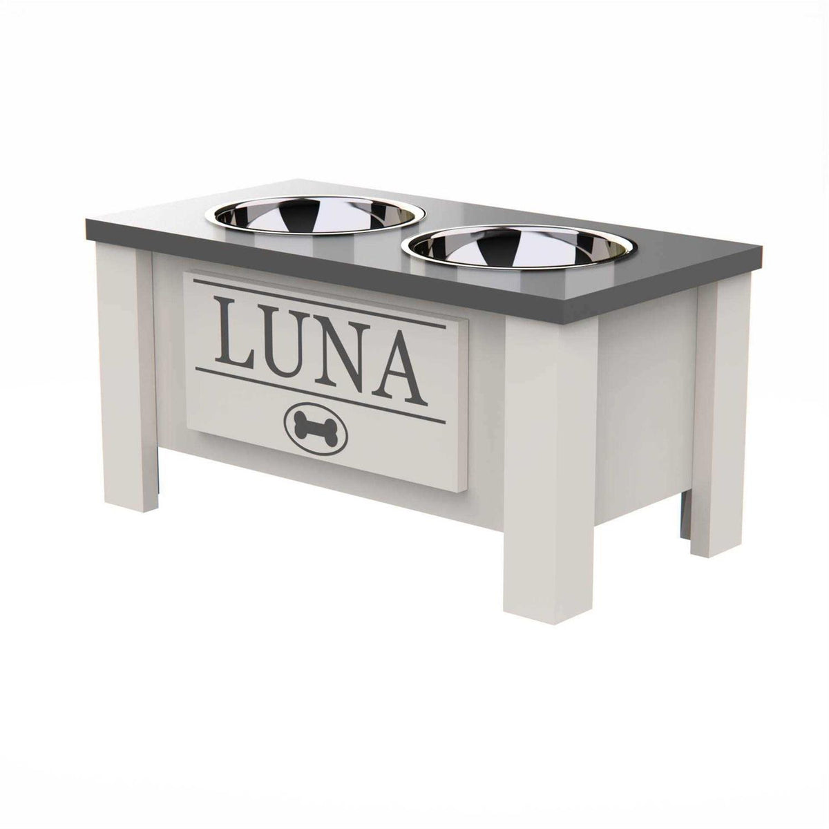 Personalized Elevated Dog Bowl Stand with Internal Storage B1264