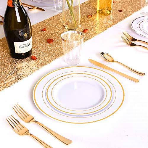 Gold Rim Disposable Plastic Plates K82464
