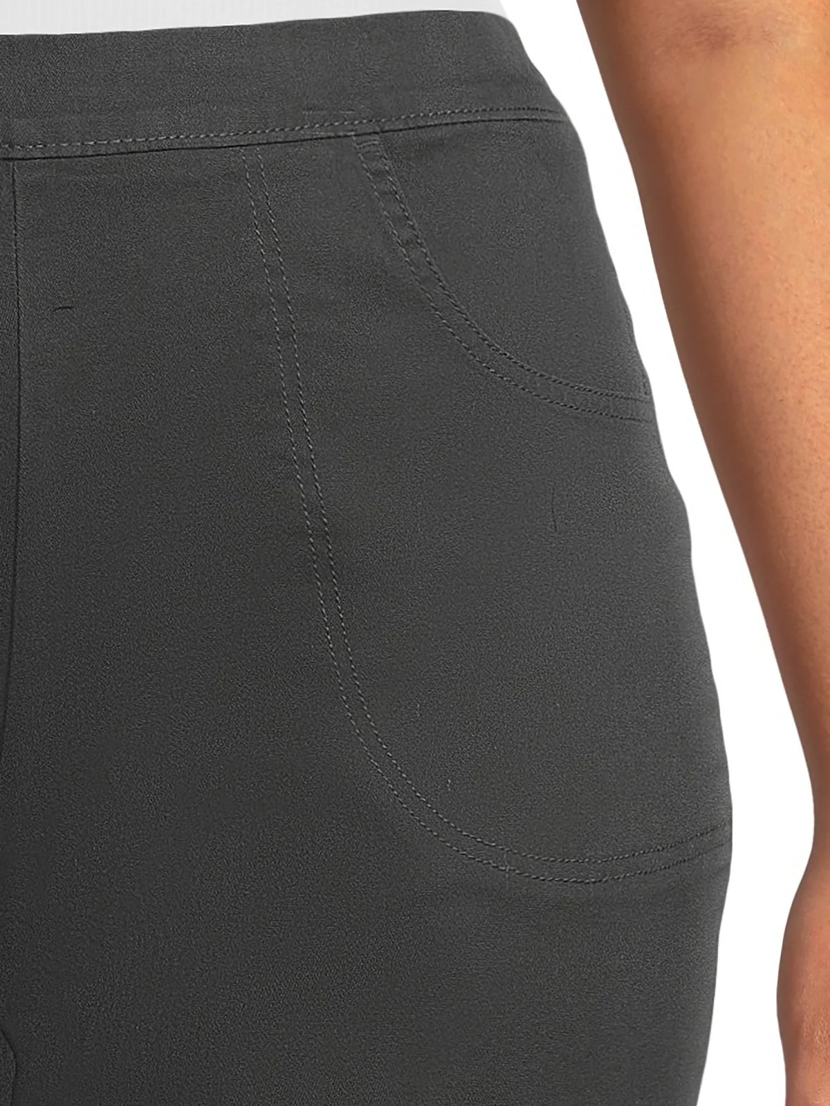 Plus Size Pull on 2-Pocket Stretch Woven Pants C4012