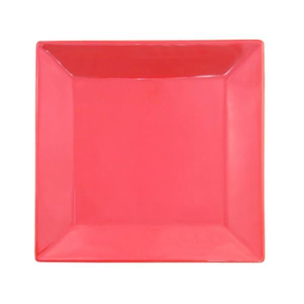 8-Inch Stoneware Square Plate, Red, Box of 24 V19625