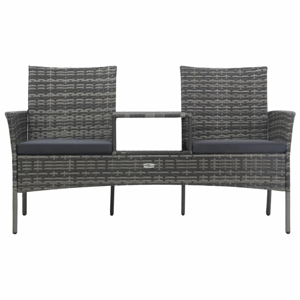 2-Seater Poly Rattan Patio Sofa with Tea Table O52340