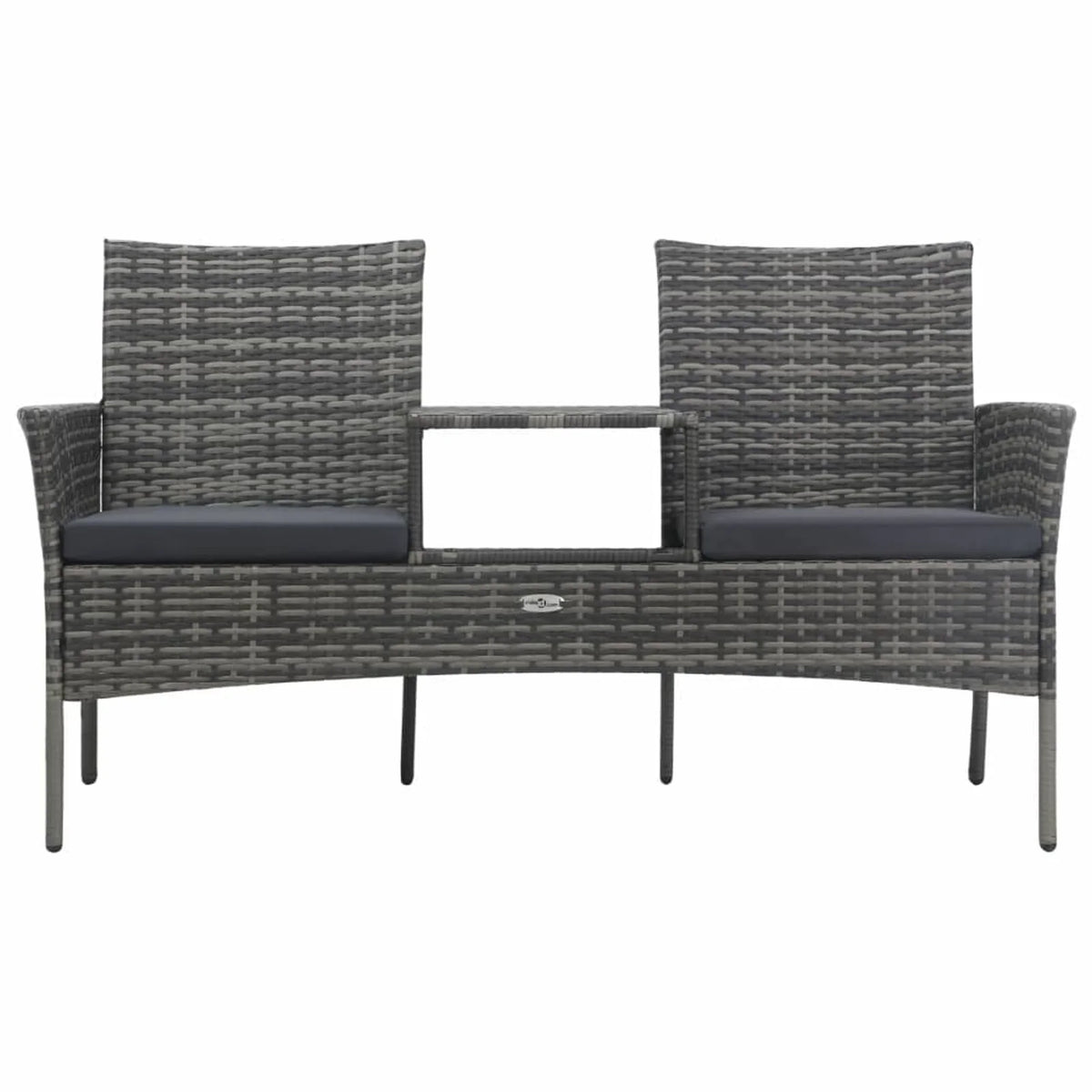2-Seater Poly Rattan Patio Sofa with Tea Table O52340