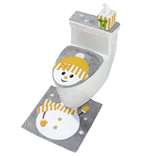 Christmas Toilet Seat Cover and Rug Set of 4 J9876