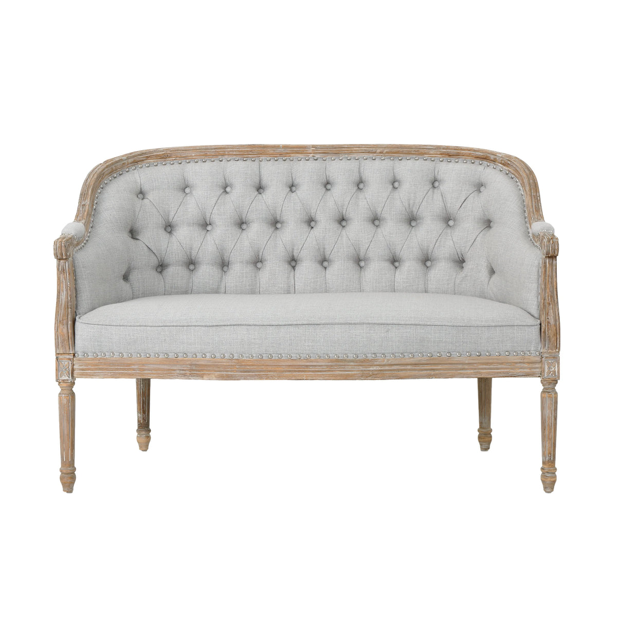 Light Gray Fabric Loveseat O369