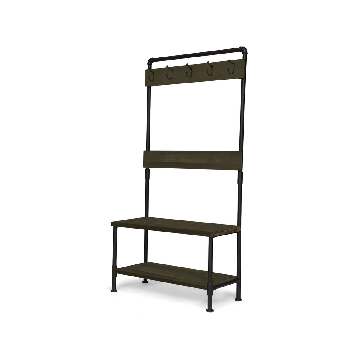 Acacia Wood Storage Bench and Coat Rack G55082