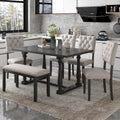 Rectangular Dining Table Set with Bench and 4 Upholstered Chairs X259752