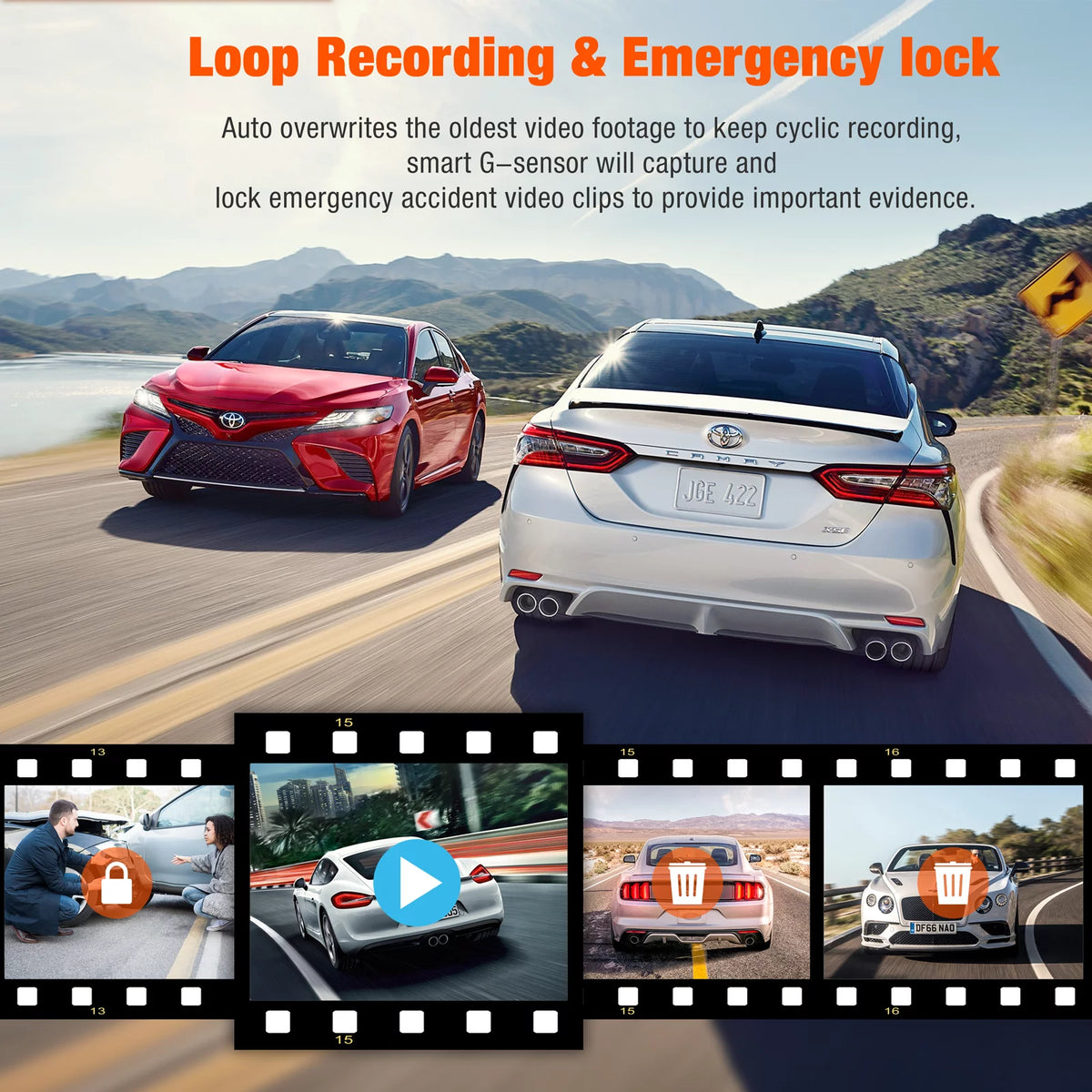 3 Channel 1080P Dash Cam with 64GB SD Card G3232