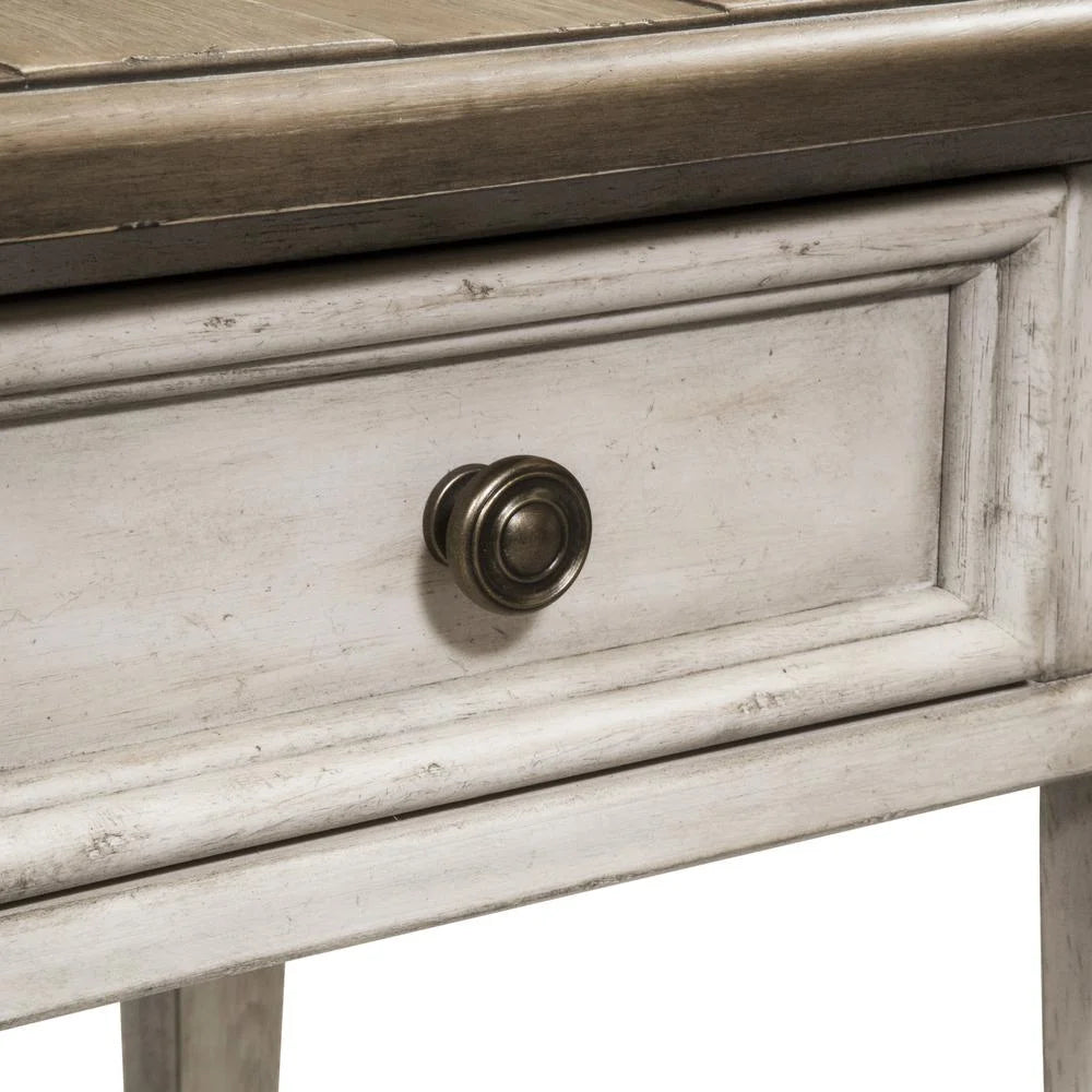 Off White Wood Drawer End Table F25455