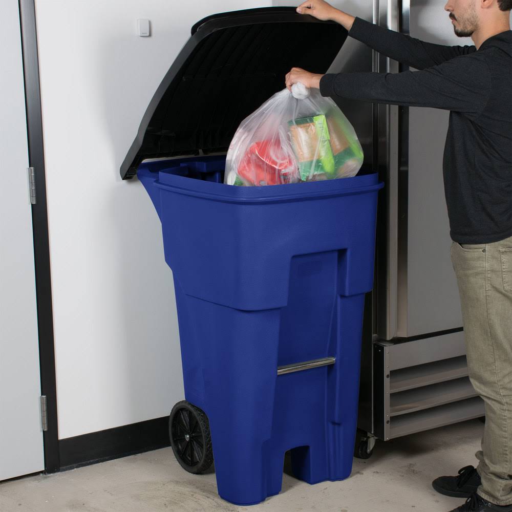 65 gal Blue Rectangular Trash Can H222