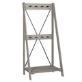 Grey Solid Wood Hall Tree with Shelf and 8 Hooks S83911