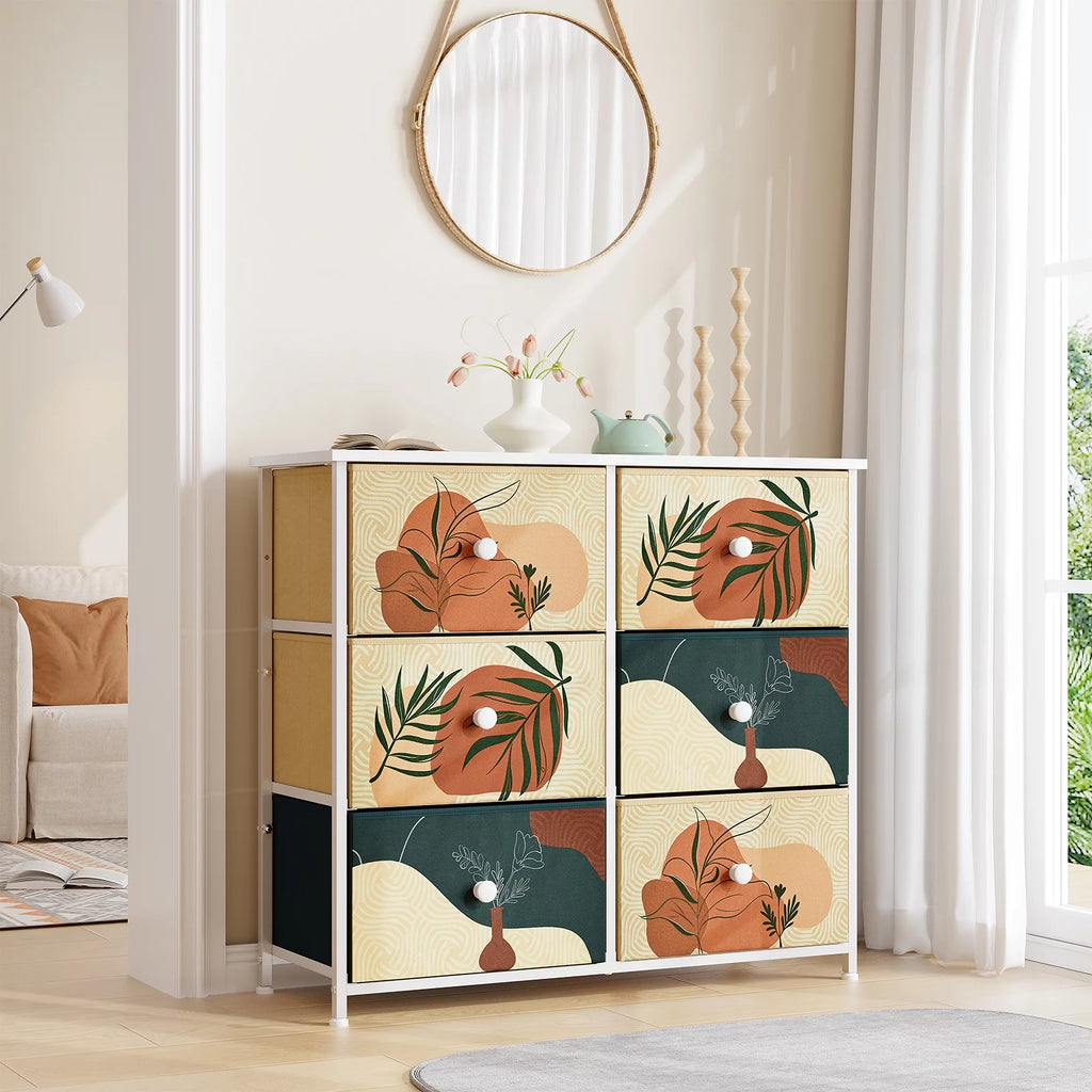 9 Drawer Dresser with Fabric Drawers & Wooden Top O36002