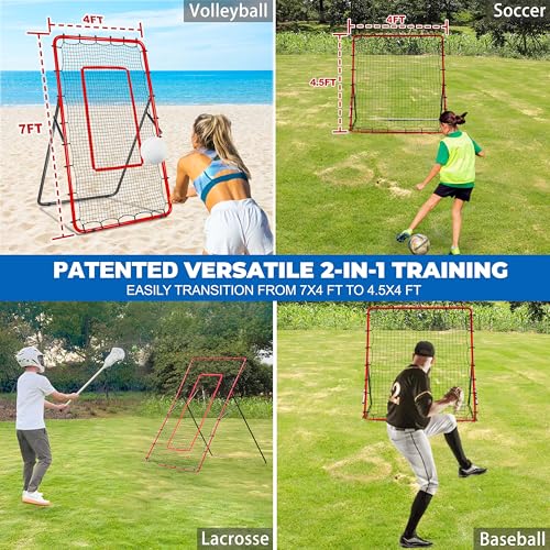 2-in-1 Volleyball Rebounder Net System, Adjustable 7x4 ft to 4x4.5 ft P4470