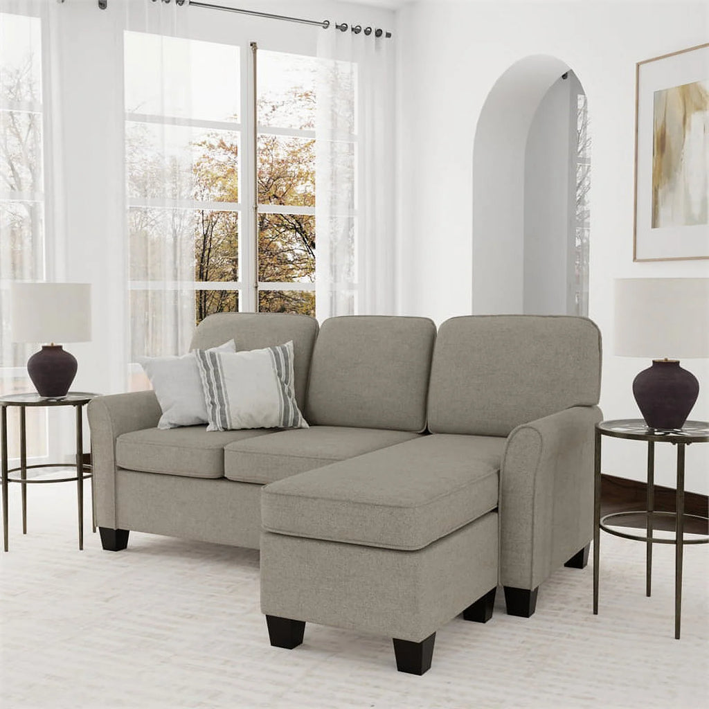 Reversible Sectional Chaise Greige Brown Fabric W194