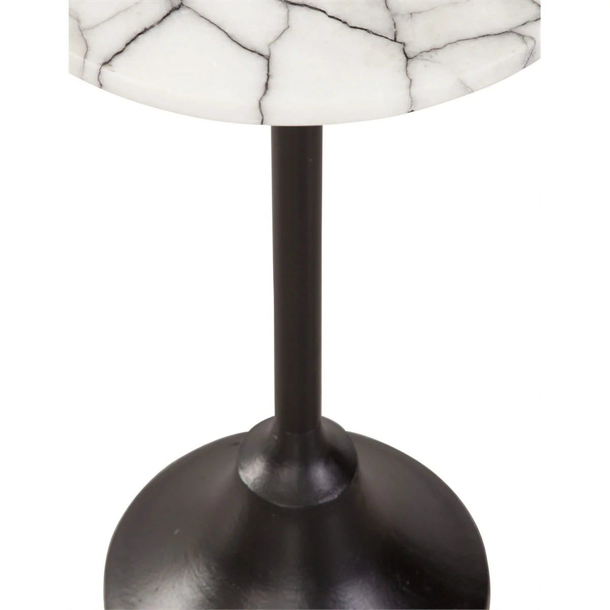 Matte Black Metal and Marble Accent Table A65946